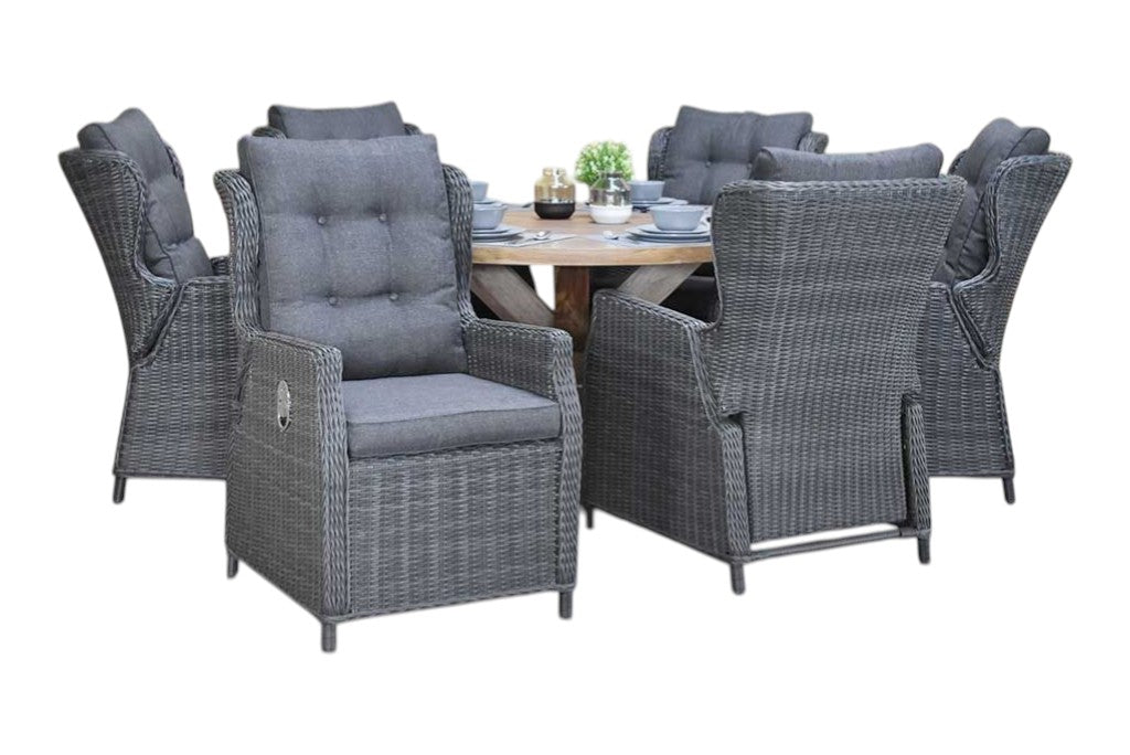 Surakarta-Barcelona verstelbare Tuinset 6 Personen - Rock Grey