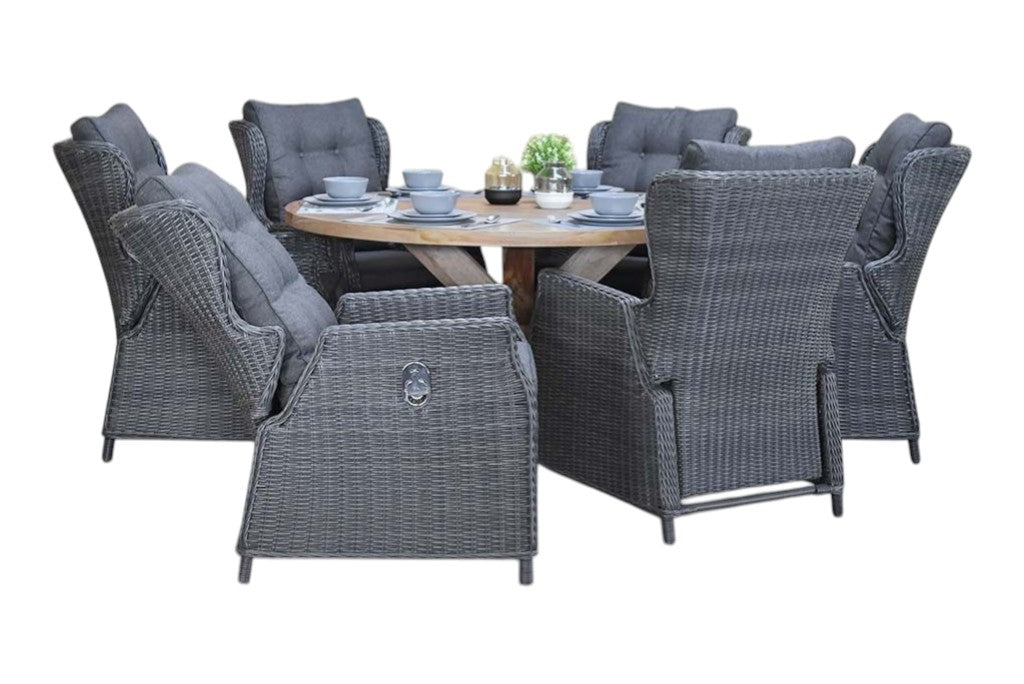 Surakarta-Barcelona verstelbare Tuinset 6 Personen - Rock Grey