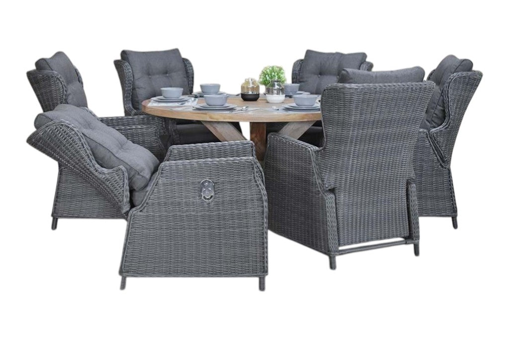 Surakarta-Barcelona verstelbare Tuinset 6 Personen - Rock Grey