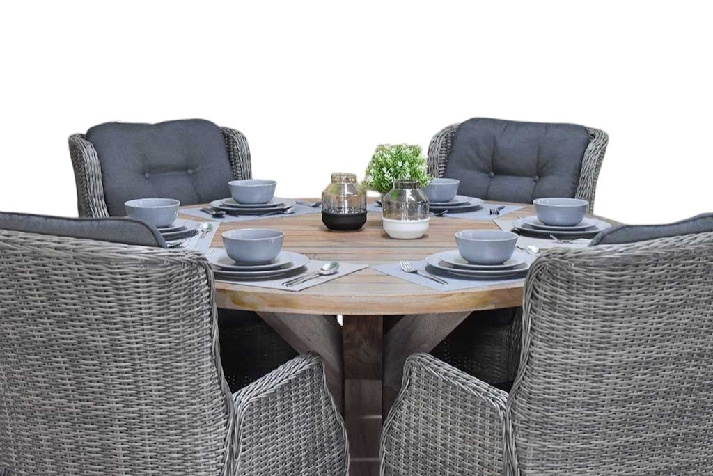 Surakarta-Darwin verstelbare Tuinset 6 Personen - Kobo Grey