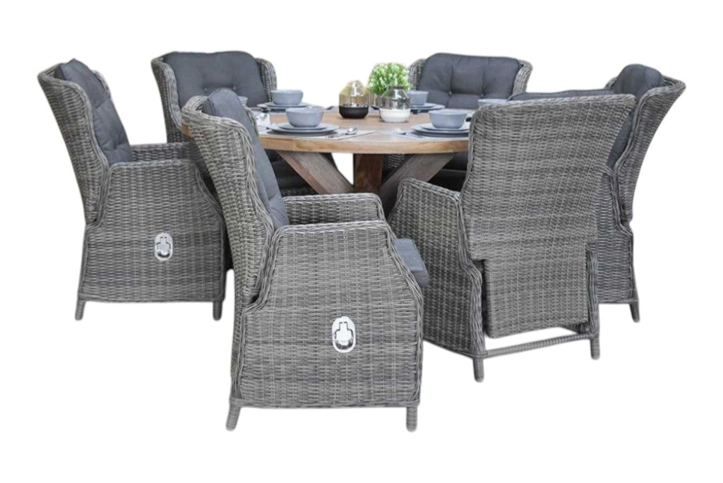 Surakarta-Darwin verstelbare Tuinset 6 Personen - Kobo Grey