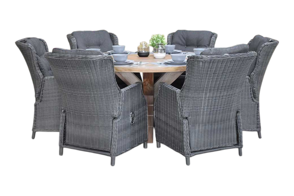 Surakarta-Darwin verstelbare Tuinset 6 Personen - Rock Grey