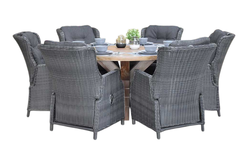 Surakarta-Darwin verstelbare Tuinset 6 Personen - Rock Grey