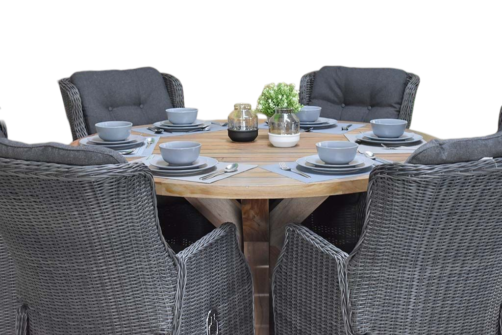 Surakarta-Darwin verstelbare Tuinset 6 Personen - Rock Grey
