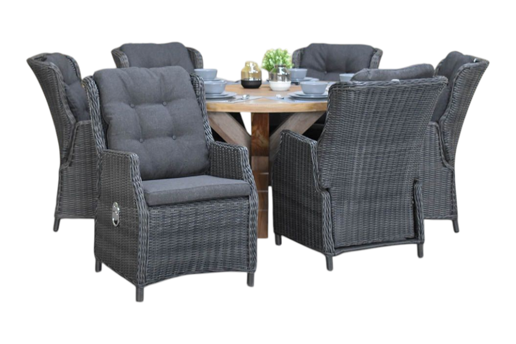 Surakarta-Darwin verstelbare Tuinset 6 Personen - Rock Grey