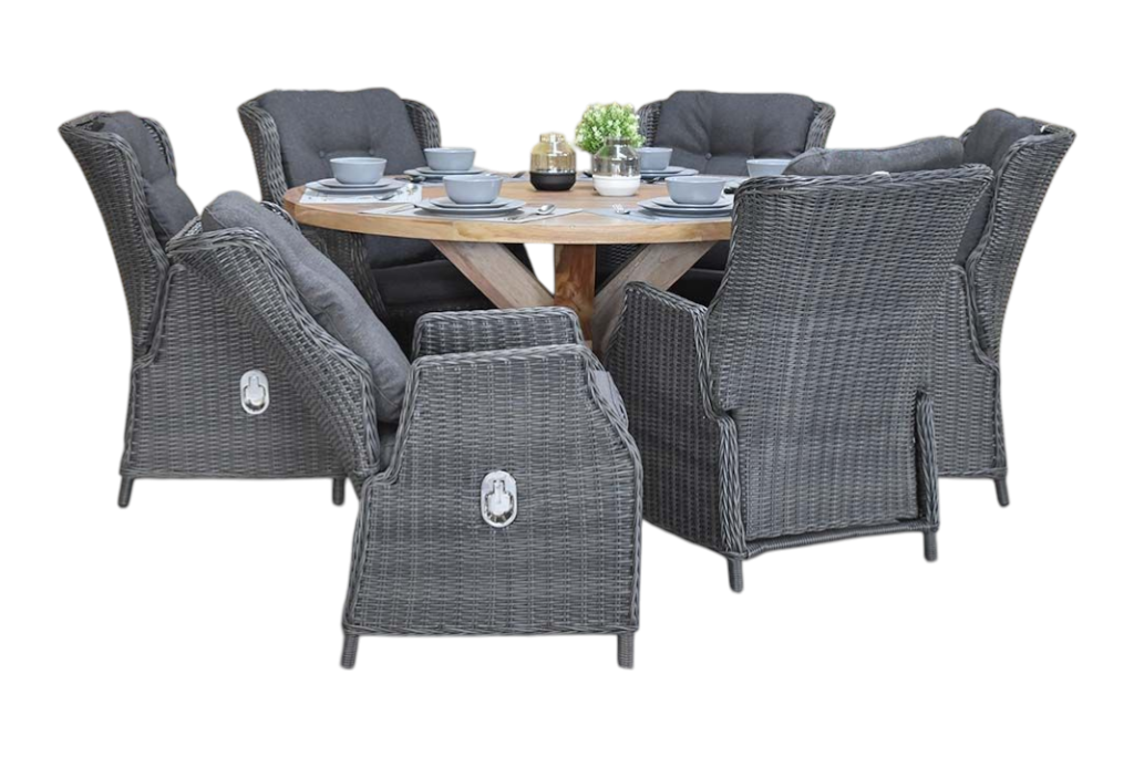 Surakarta-Darwin verstelbare Tuinset 6 Personen - Rock Grey