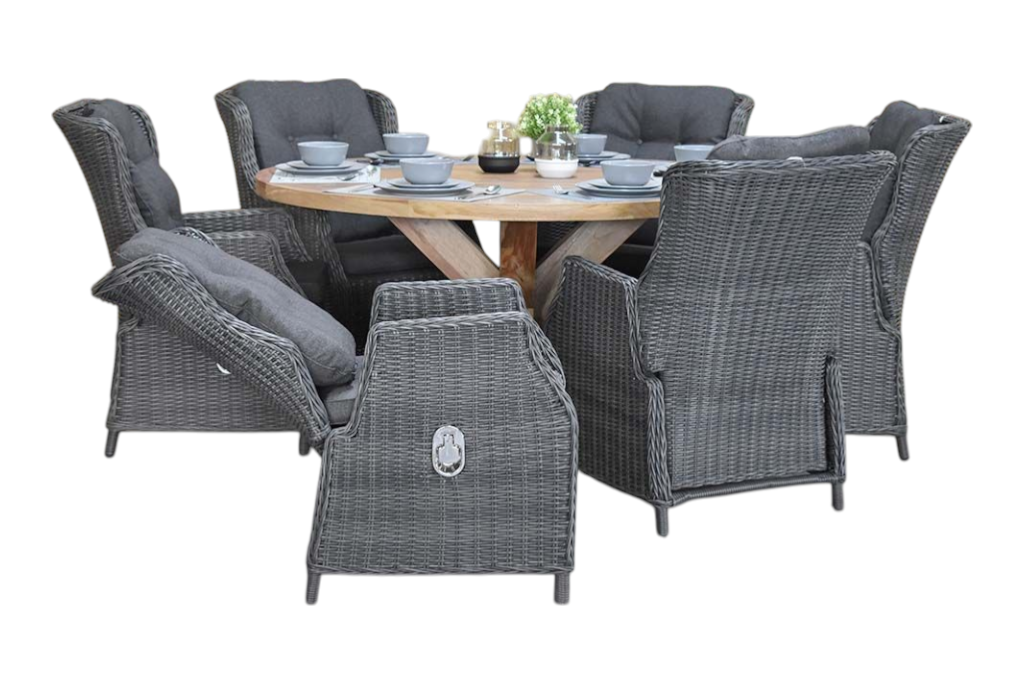 Surakarta-Darwin verstelbare Tuinset 6 Personen - Rock Grey