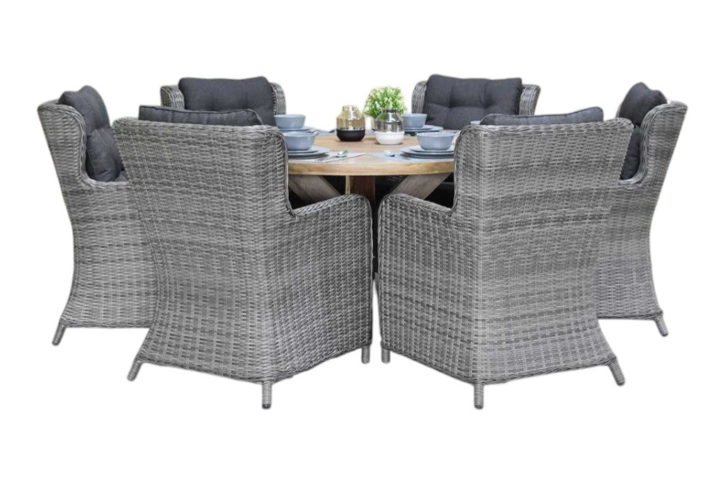 Surakarta-Delano Tuinset 6 Personen - Natural Grey