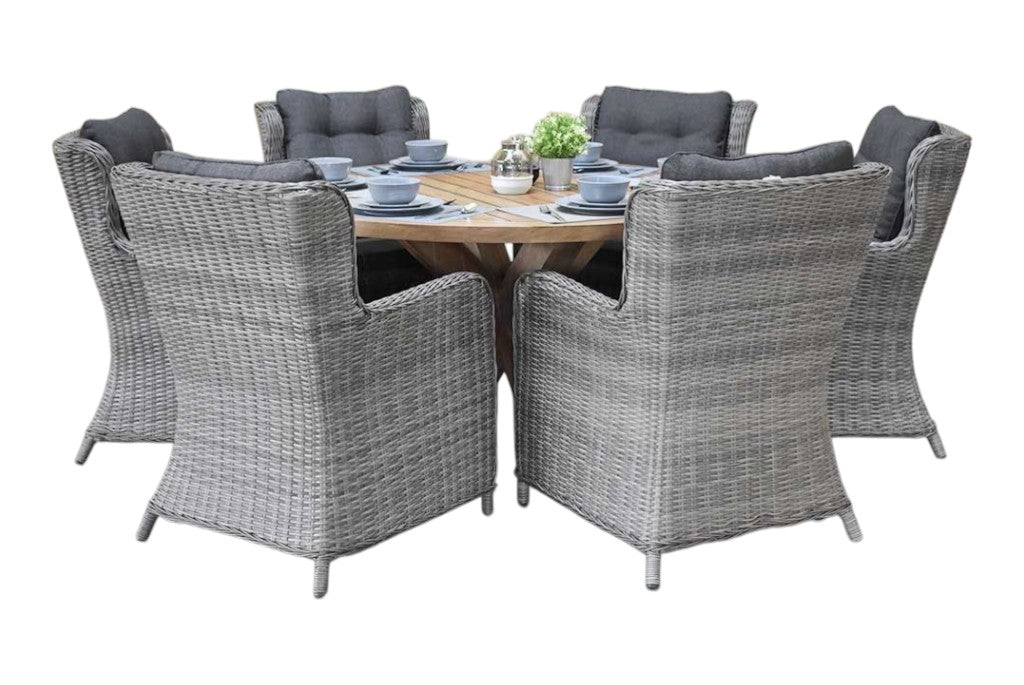 Surakarta-Delano Tuinset 6 Personen - Natural Grey