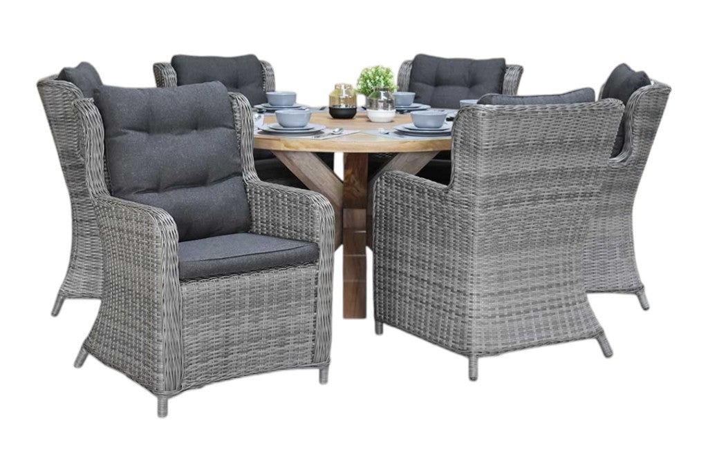 Surakarta-Delano Tuinset 6 Personen - Natural Grey