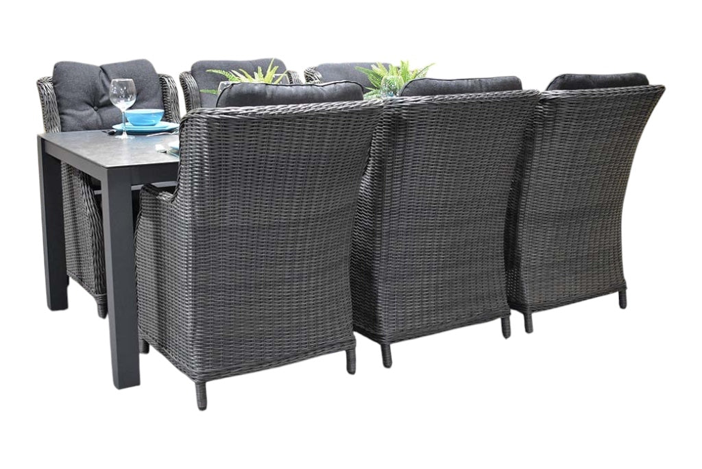 Outnest Veneto-Darwin Tuinset 6 Personen Keramisch Rock Grey vooraanzicht