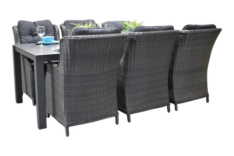 Outnest Veneto-Darwin Tuinset 6 Personen Keramisch Rock Grey vooraanzicht