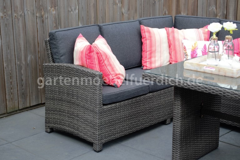 Arkansas Dining Lounge Set, Ecke mit Esstisch, dunkelgrau meliert