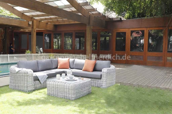 La Montana Lounge Set, 3er mit Lounge Tisch, faded weiß grau - Garten