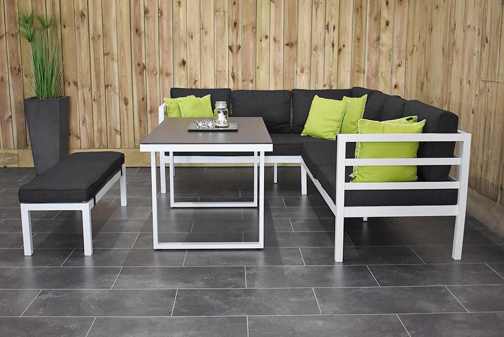 Gartenmöbel Dining Lounge Set Ecke mit Liegefunktion, Esstisch mit