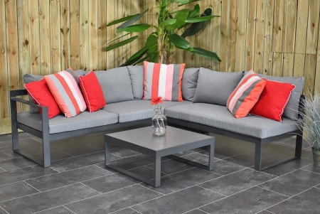 Garten Lounge, mit Liegefunktion, Ecke mit Tisch, Casia Aluminium